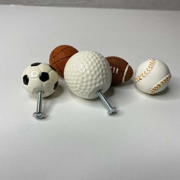 Drawer pulls set of 5 sports balls - Picture 2 of 5